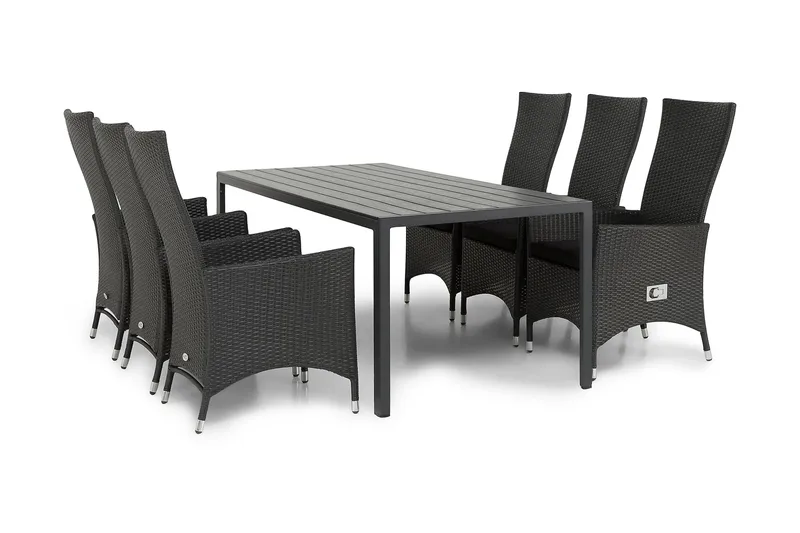 Tunis Havesæt 205 + 6 Jenny Justerbar Lænestole - Sort - Havemøbler - Udendørsgruppe - Havesæt