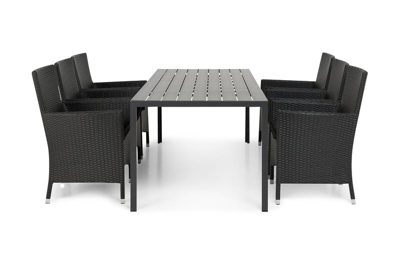 Tunis Havesæt 205 + 6 Thor Lyx Lænestole, Sort/Sort