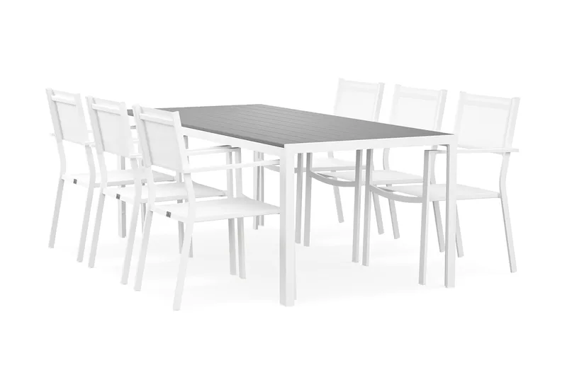 Tunis Havesæt 205x90 cm + 6 Tunis Stabelstole - Havemøbler - Udendørsgruppe - Havesæt