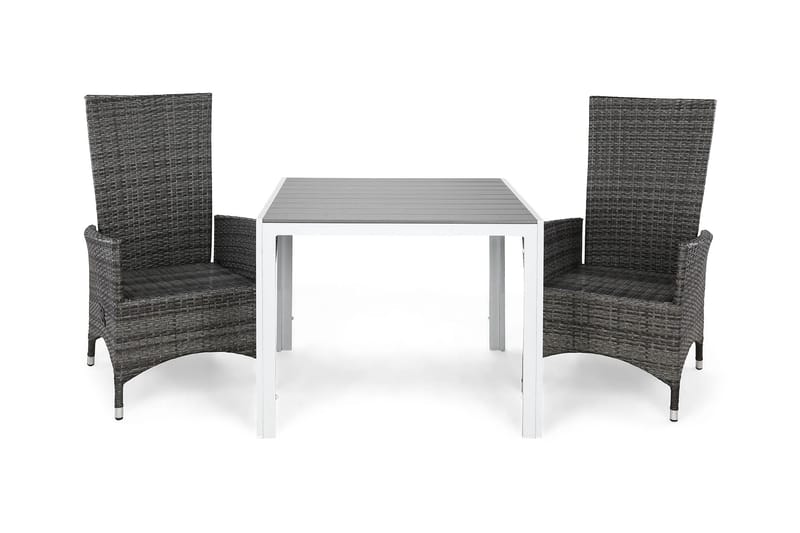 Tunis Havesæt 90 + 2 Jenny Justerbar Lænestole, Hvid/Grå