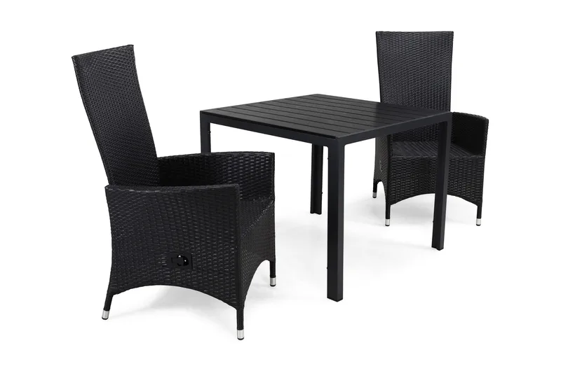 Tunis Havesæt 90 + 2 Jenny Justerbar Lænestole - Sort/Sort - Havemøbler - Udendørsgruppe - Havesæt