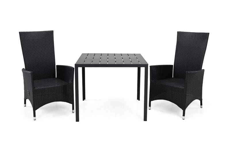 Tunis Havesæt 90 + 2 Jenny Justerbar Lænestole, Sort/Sort