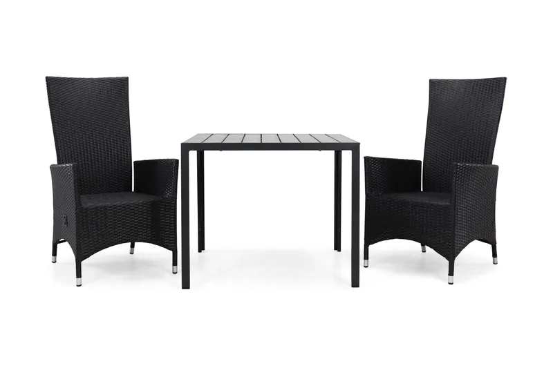 Tunis Havesæt 90 + 2 Jenny Justerbar Lænestole - Sort/Sort - Havemøbler - Udendørsgruppe - Havesæt
