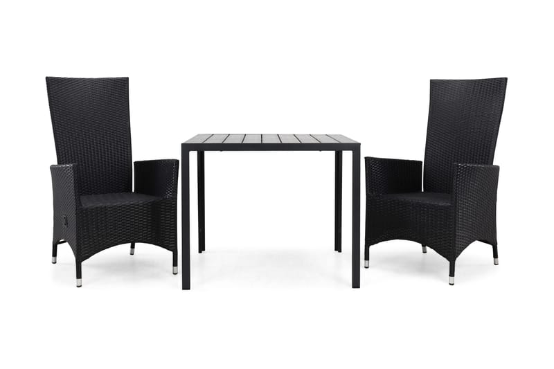 Tunis Havesæt 90 + 2 Jenny Justerbar Lænestole - Sort/Sort - Havemøbler - Udendørsgruppe - Havesæt