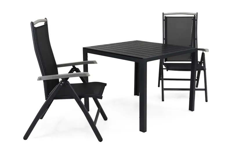 Tunis Havesæt 90 + 2 Monaco Lyx Positionsstole - Sort - Havemøbler - Udendørsgruppe - Havesæt