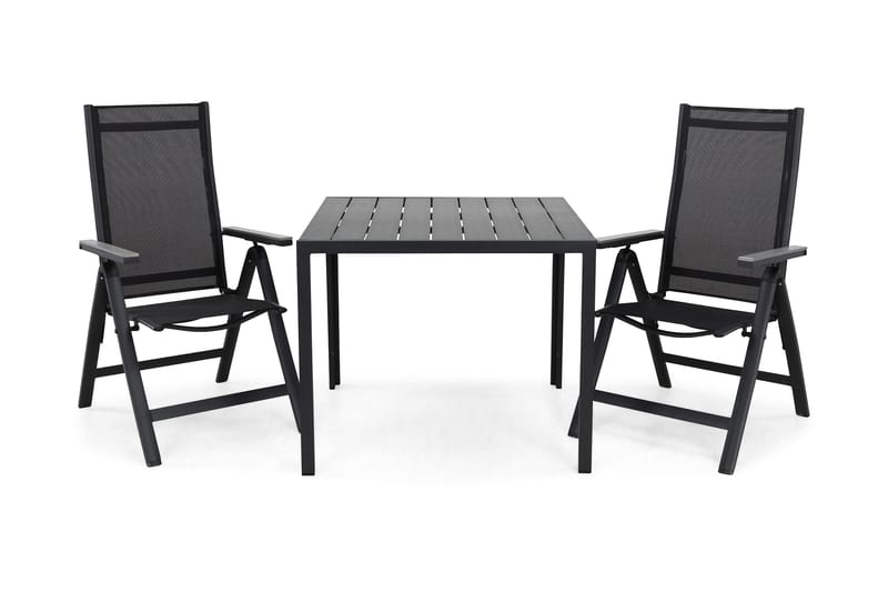 Tunis Havesæt 90 + 2 Monaco Positionsstole, Sort/Sort/Grå