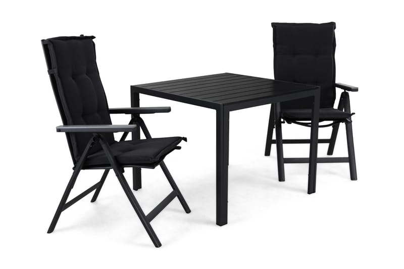 Tunis Havesæt 90 + 2 Monaco Positionsstole m Hynde, Sort/Sort/Grå/Grå