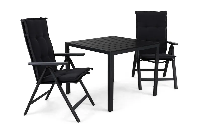 Tunis Havesæt 90 + 2 Monaco Positionsstole m Hynde, Sort/Sort/Grå/Grå