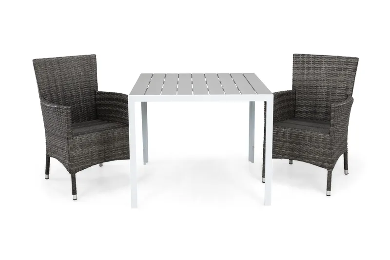 Tunis Havesæt 90 + 2 Thor Lænestole, Hvid/Grå