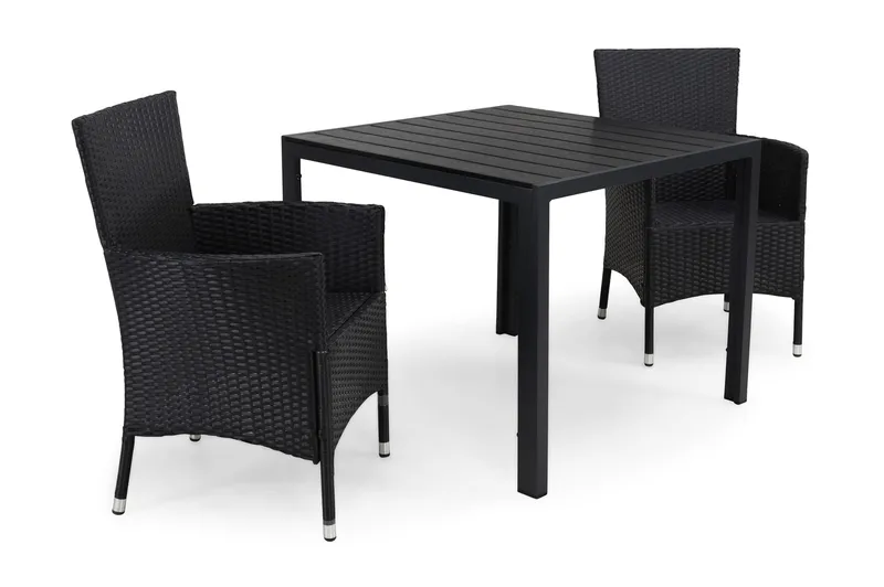 Tunis Havesæt 90 + 2 Thor Lyx Lænestole - Sort - Havemøbler - Udendørsgruppe - Havesæt