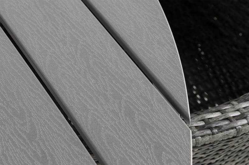 Tunis Spisebordsæt 140 Rund + 4 Thor Lænestol - Hvid/Grå - Havemøbler - Udendørsgruppe - Havesæt