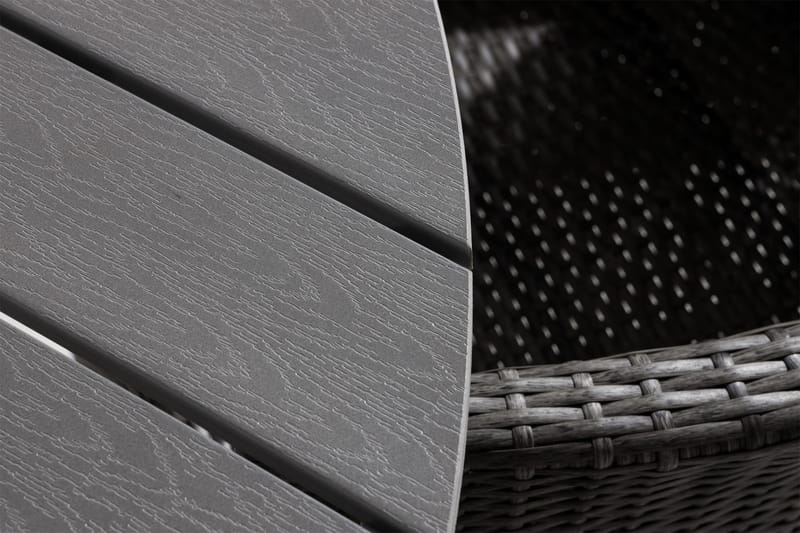 Tunis Spisebordsæt 140 Rund + 6 Thor Lænestol - Hvid/Grå - Havemøbler - Udendørsgruppe - Havesæt