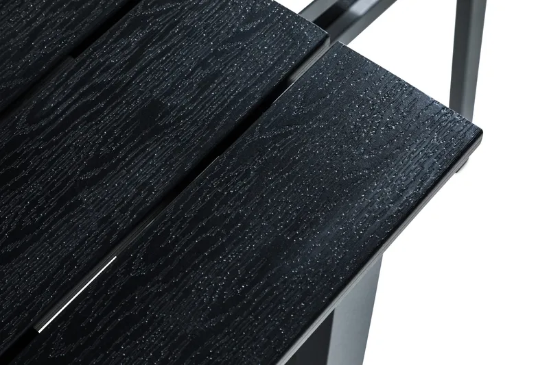 Tunis Spisebordsæt 152-210x90 + 4 Stabelstole - Sort - Havemøbler - Udendørsgruppe - Havesæt