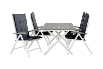 Tunis Spisebordssæt 150 cm + 4 Monaco Havestole - Hvid - Havemøbler - Udendørsgruppe - Havesæt