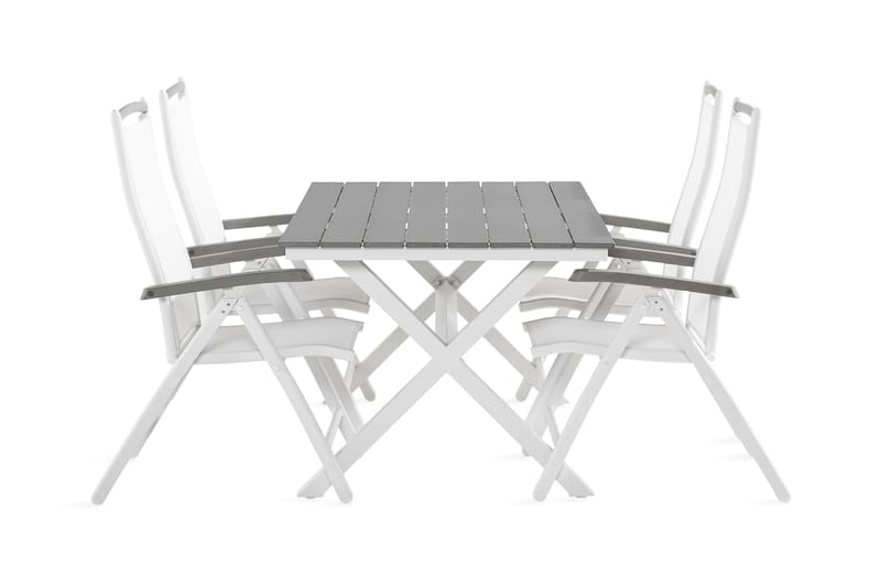 Tunis Spisebordssæt 150 cm + 4 Monaco Lyx Havestole - Sort / hvid - Havemøbler - Udendørsgruppe - Havesæt