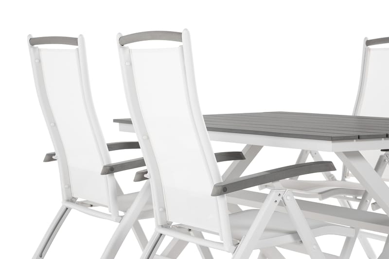 Tunis Spisebordssæt 150 cm + 4 Monaco Lyx Havestole - Sort / hvid - Havemøbler - Udendørsgruppe - Havesæt