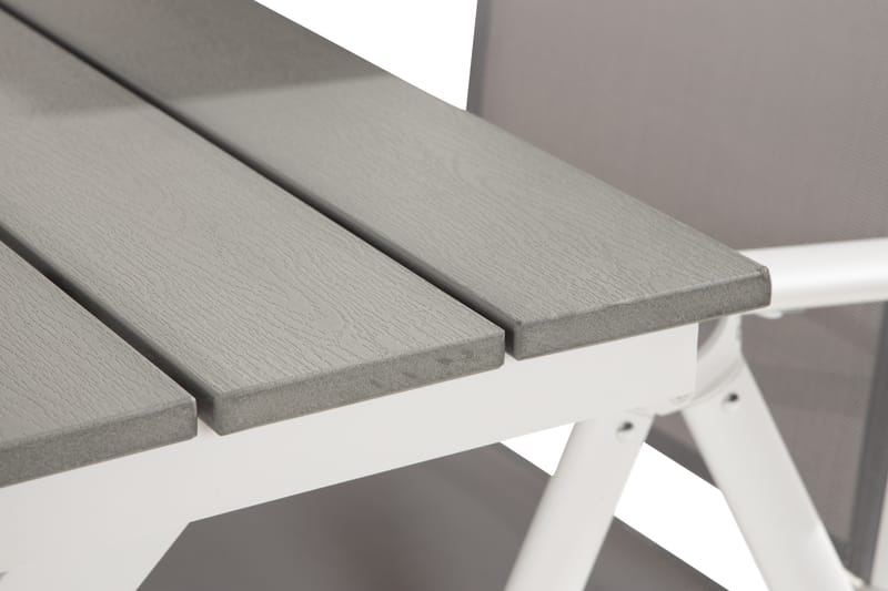 Tunis Spisebordssæt 150 cm + 6 Maggie Position stole - Sort / Hvid / Grå - Havemøbler - Udendørsgruppe - Havesæt