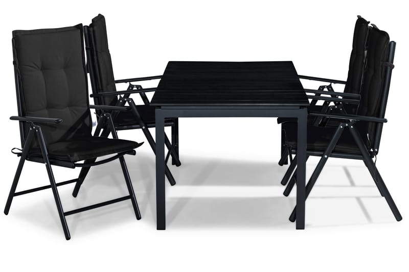 Tunis Spisebordssæt 152-210x90 + 4 Maggie Positionsstol m. H, Sort