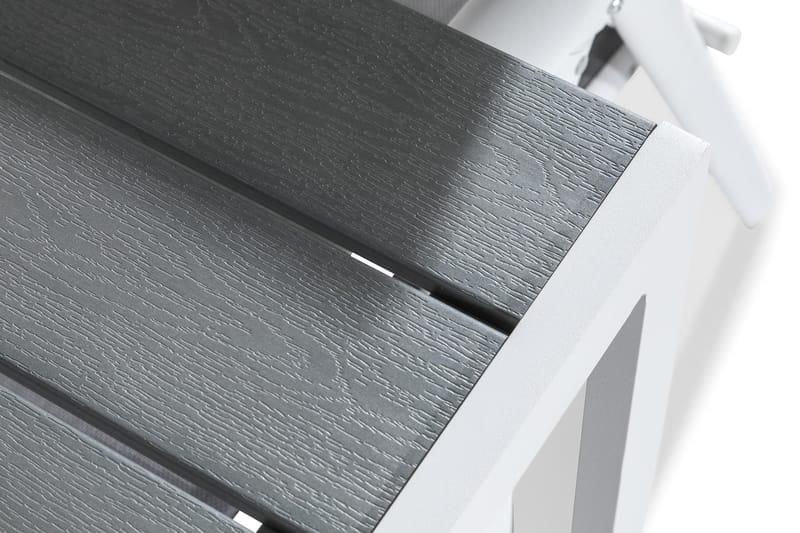 Tunis Spisebordssæt 205x90 + 6 Maggie Positionsstol - Hvid/Grå - Havemøbler - Udendørsgruppe - Havesæt