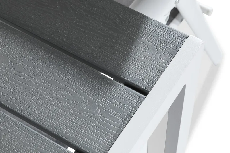 Tunis Spisebordssæt 205x90 + 6 Maggie Positionsstol - Hvid/Grå - Havemøbler - Udendørsgruppe - Havesæt