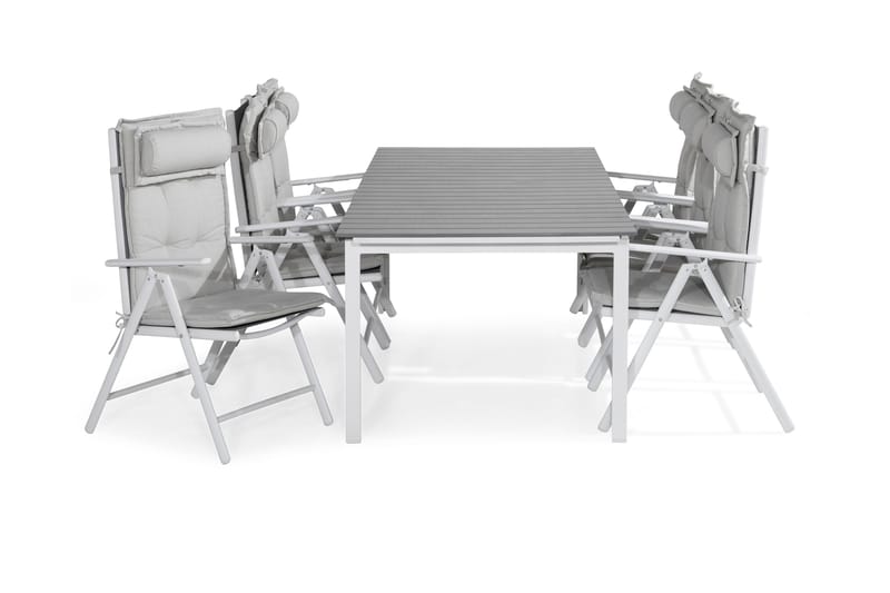Tunis Spisebordssæt 220-280x90 + 6 Maggie Positionsstol m. H - Hvid/Grå/Offwhite - Havesæt