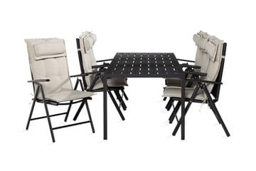 Tunis spisebordssæt 90x205 + 6 Maggie pladsstol med hynder
