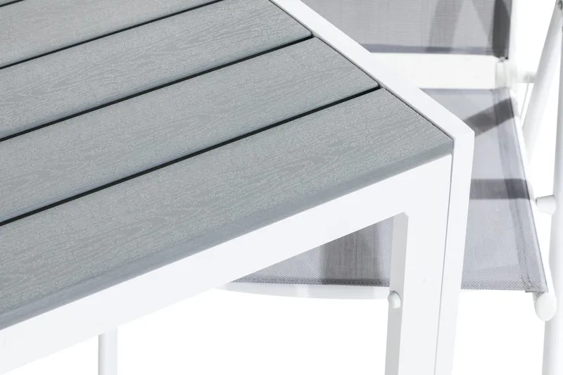 Tunis Spisebordssæt 90x90 + 2 Maggie Positionsstol - Hvid/Grå - Havemøbler - Udendørsgruppe - Havesæt