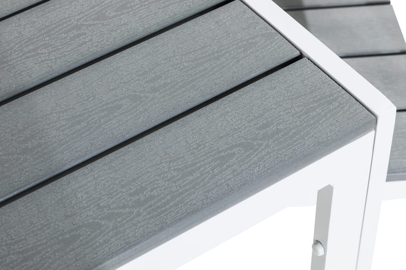 Tunis Spisebordssæt 90x90 + 2 Stabelstole - Hvid/Grå - Havemøbler - Udendørsgruppe - Havesæt