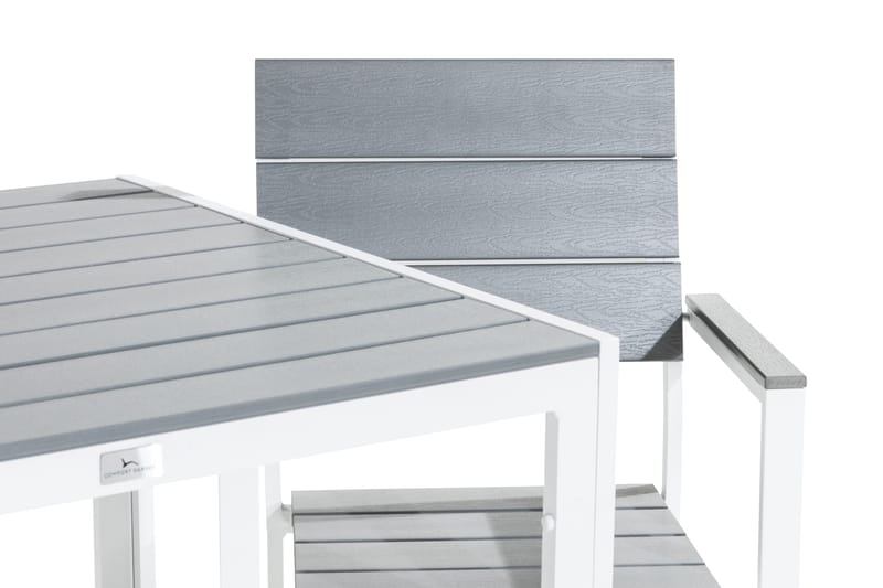 Tunis Spisebordssæt 90x90 + 2 Stabelstole - Hvid/Grå - Havemøbler - Udendørsgruppe - Havesæt