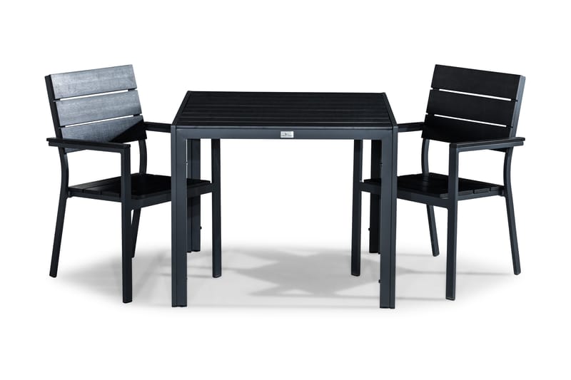 Tunis Spisebordssæt 90x90 + 2 Stabelstole, Sort