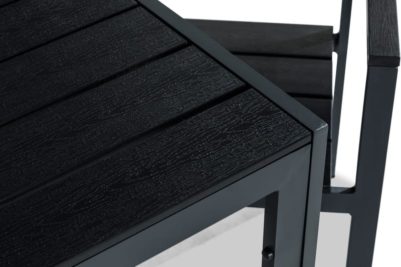 Tunis Spisebordssæt 90x90 + 2 Stabelstole - Sort - Havemøbler - Udendørsgruppe - Havesæt