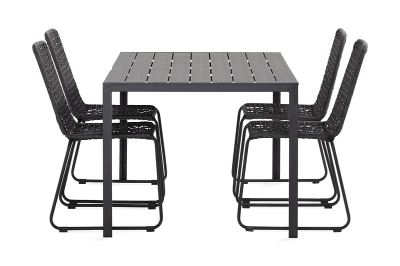 Tunis Spisegruppe 150 cm + 4 Hilltorp Spisestol - Sort - Havemøbler - Udendørsgruppe - Havesæt
