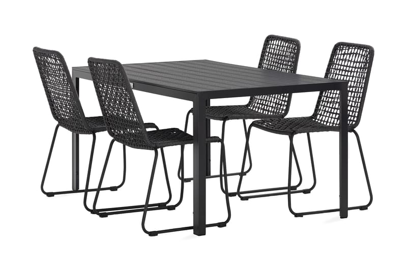 Tunis Spisegruppe 150 cm + 4 Hilltorp Spisestol - Sort - Havemøbler - Udendørsgruppe - Havesæt