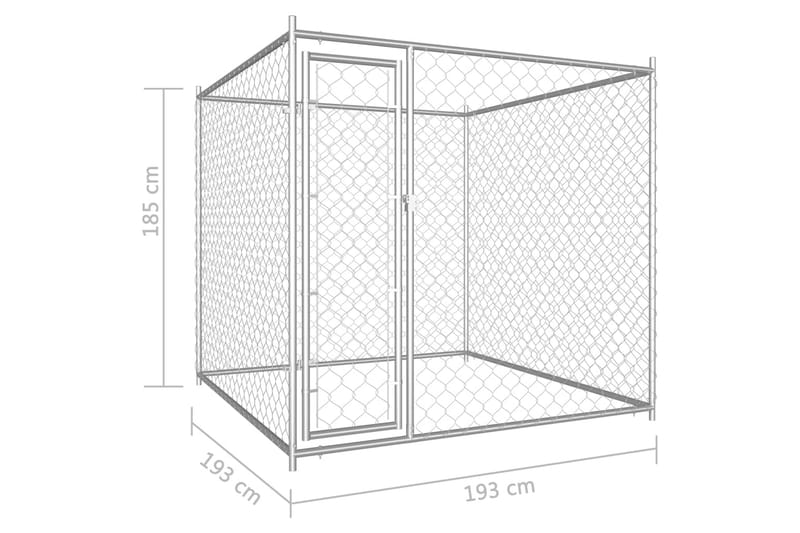 udendørs hundebur 193x193x185 cm - Sølv - Havesæt
