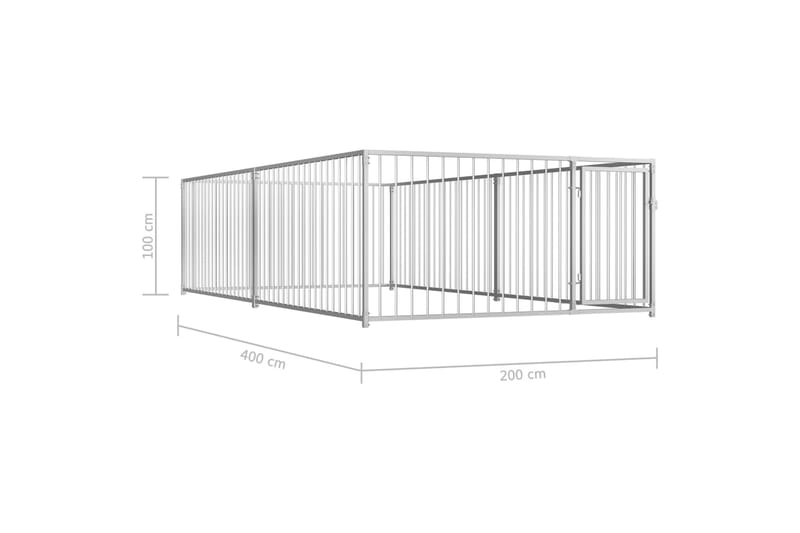 udendørs hundeløbegård 200x400x100 cm - Sølv - Havemøbler - Udendørsgruppe - Havesæt