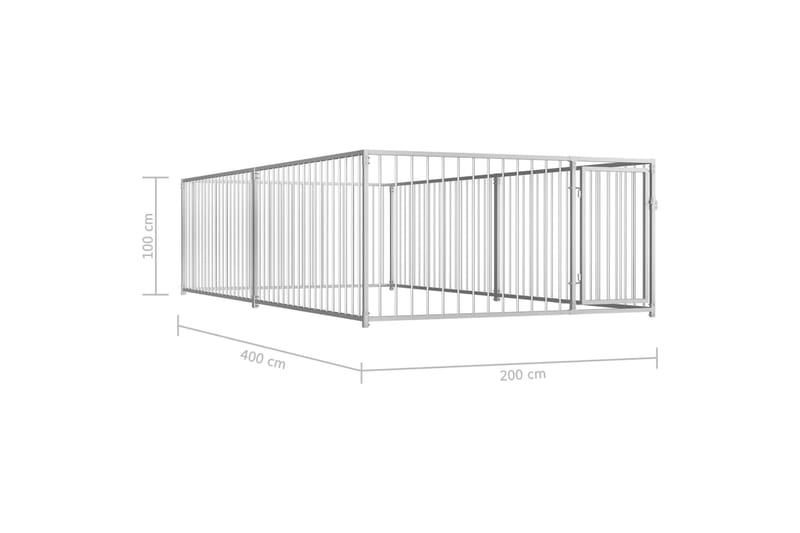 udendørs hundeløbegård 200x400x100 cm - Sølv - Havesæt