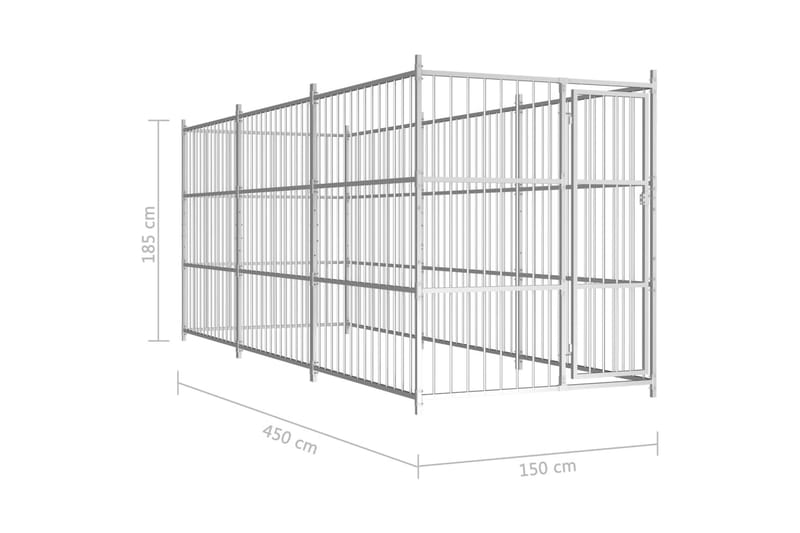 udendørs hundeløbegård 450 x 150 x 185 cm - Sølv - Havemøbler - Udendørsgruppe - Havesæt
