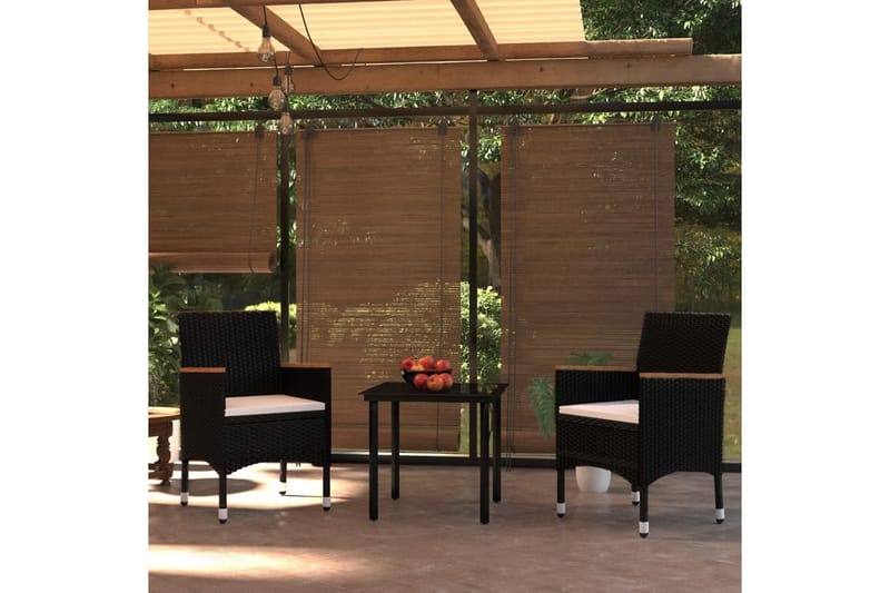 udendørs spisebordssæt 3 dele med hynder sort - Sort - Havesæt