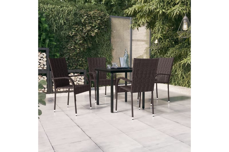 udendørs spisebordssæt 5 dele brun og sort - Brun - Havesæt