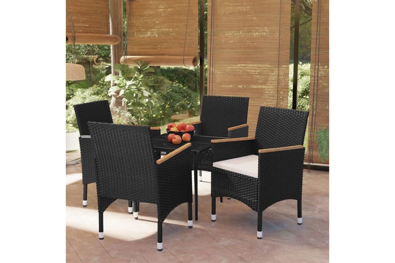 udendørs spisebordssæt 5 dele med hynder sort - Sort - Havesæt