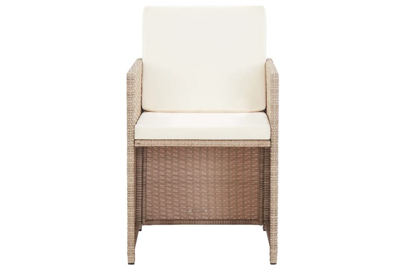 Udendørs Spisebordssæt 5 Dele med Hynder Polyrattan Beige - Beige - Havemøbler - Udendørsgruppe - Havesæt