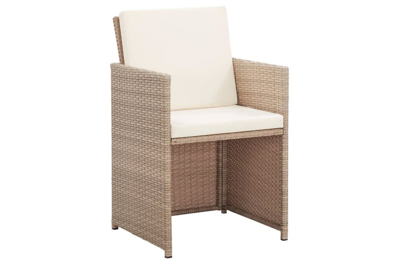 Udendørs Spisebordssæt 5 Dele med Hynder Polyrattan Beige - Beige - Havemøbler - Udendørsgruppe - Havesæt