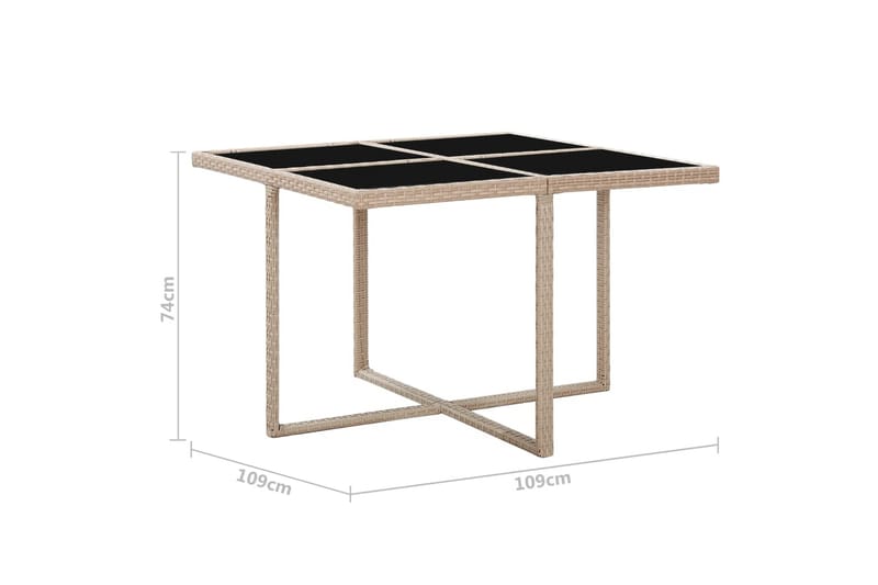 Udendørs Spisebordssæt 5 Dele med Hynder Polyrattan Beige - Beige - Havemøbler - Udendørsgruppe - Havesæt