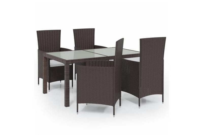 udendørs spisebordssæt 5 dele med hynder polyrattan brun - Brun - Havesæt