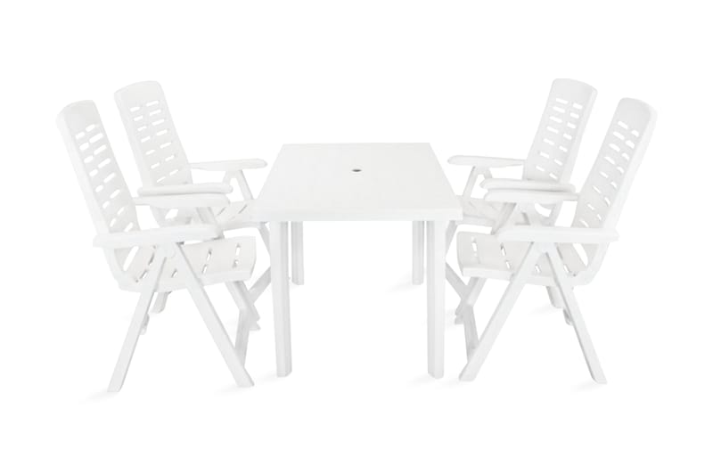 Udendørs Spisebordssæt 5 Dele Plastik Hvid - Hvid - Havesæt