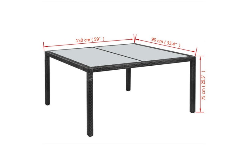 Udendørs Spisebordssæt 7 Dele Med Hynder Polyrattan Sort - Sort - Havesæt