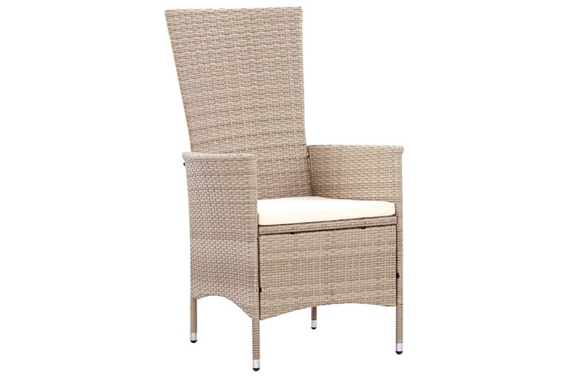 Udendørs Spisebordssæt 7 Dele Med Hynder Polyrattan Beige - Beige - Havemøbler - Udendørsgruppe - Havesæt