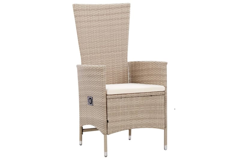 Udendørs Spisebordssæt 7 Dele Med Hynder Polyrattan Beige - Beige - Havemøbler - Udendørsgruppe - Havesæt