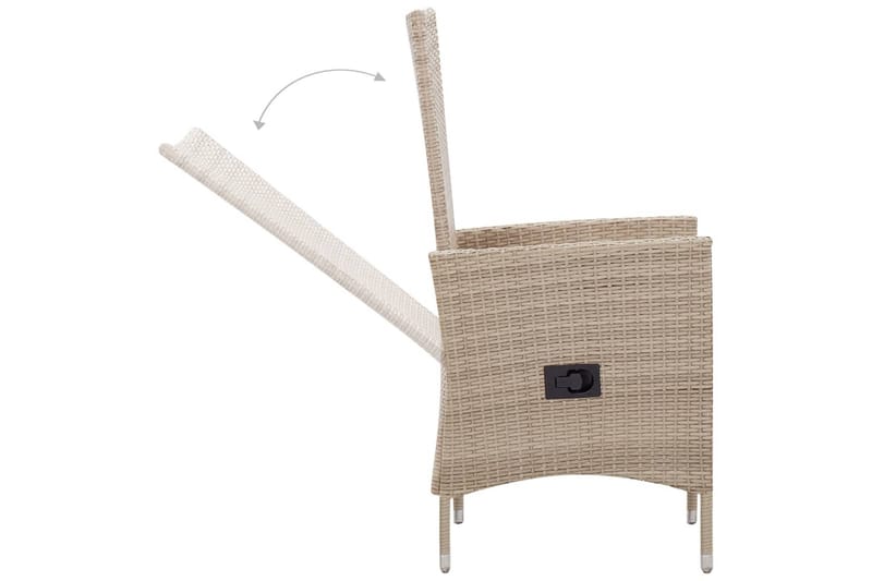 Udendørs Spisebordssæt 7 Dele Med Hynder Polyrattan Beige - Beige - Havemøbler - Udendørsgruppe - Havesæt