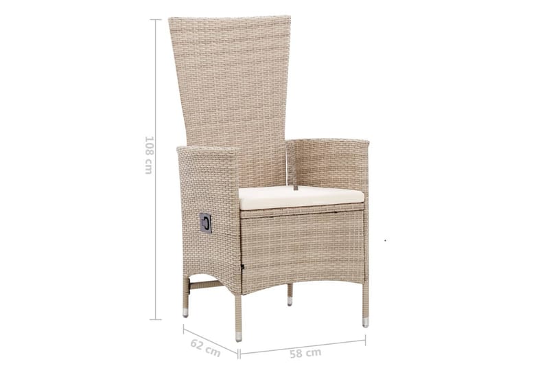 Udendørs Spisebordssæt 7 Dele Med Hynder Polyrattan Beige - Beige - Havemøbler - Udendørsgruppe - Havesæt